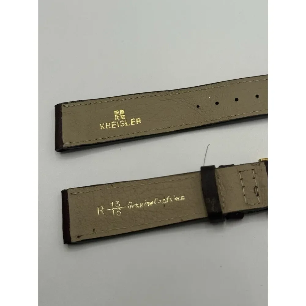 21mm Kreisler Brown Calfskin Shark NOS Vintage Watch Band & Gold-Tone Buckle